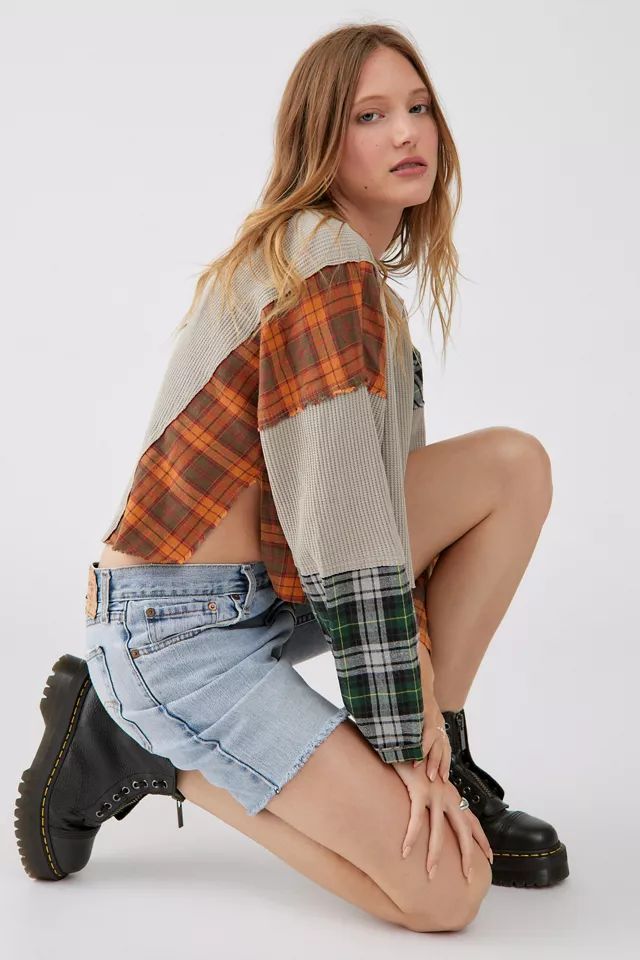 UO Rory Spliced Waffle Top | Urban Outfitters (US and RoW)