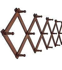 SKOLOO Accordion Wall Hanger with 16 Hooks, Modern Expandable Coat Rack Hat Rack for Wall, Solid ... | Amazon (US)