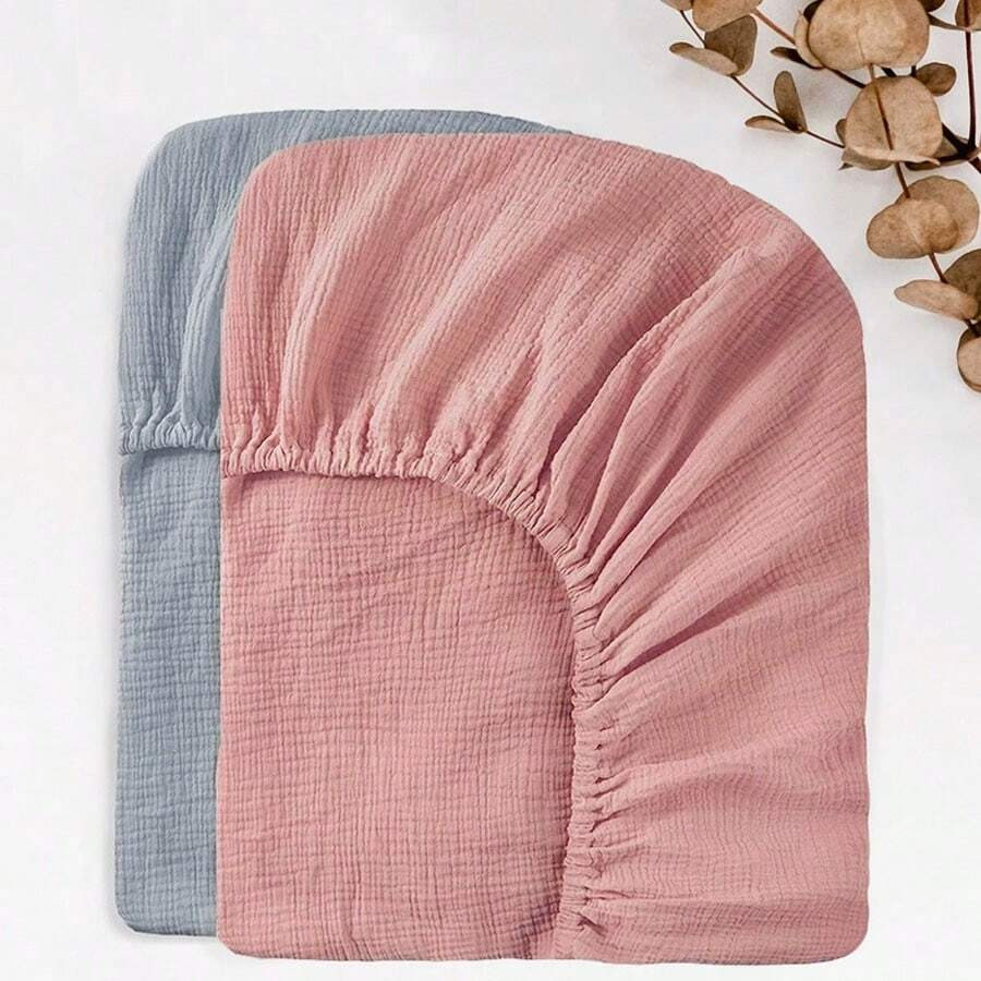 1pc Muslin Crib Fitted Sheet, Soft & Skin-Friendly, Washable, Plain Weave Fabric, Comfortable Bab... | SHEIN