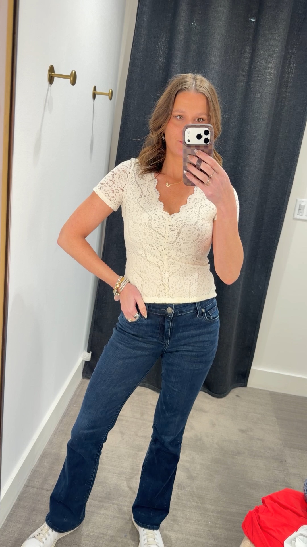 This lace top is beautiful and perfect for a date night. It also comes in black. It does run small so size up. I’m wearing a size medium.

#LTKOver40 #LTKspring #LTKspringtrends