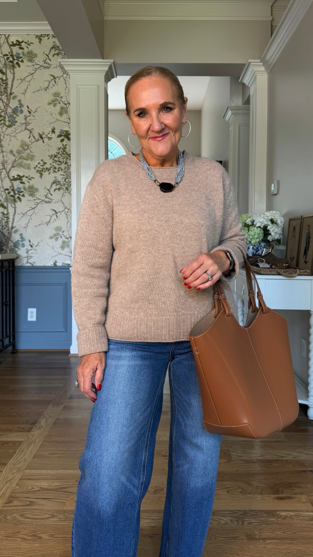 This soft taupe sweater and classic blue jeans are an effortless everyday combination. A structured cognac tote adds a polished finish to this comfortable, timeless look.

💡 LTK MADE EASY
❤️ Heart = Support my posts!
🔖 Save = Get sale & restock alerts
📋 Lists = Keep favorites organized
📲 Share = Send lists and products to a friend. Hello, Christmas List!
💬 Comment = Ask me anything about what I'm wearing.:-)

#LTKootd #LTKSeasonal #LTKOver40
