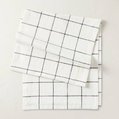 20"x90" Grid Lines Woven Table Runner Cream/Gray - Hearth & Hand™ with Magnolia | Target