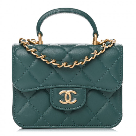 CHANEL

Lambskin Quilted Top Handle Flap Coin Purse With Chain Green | Fashionphile