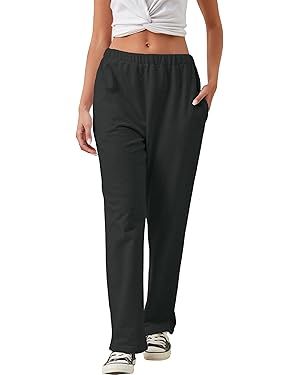 Women's Straight Leg Sweatpants Casual High Waisted Joggers Pants Trousers with Pockets | Amazon (US)