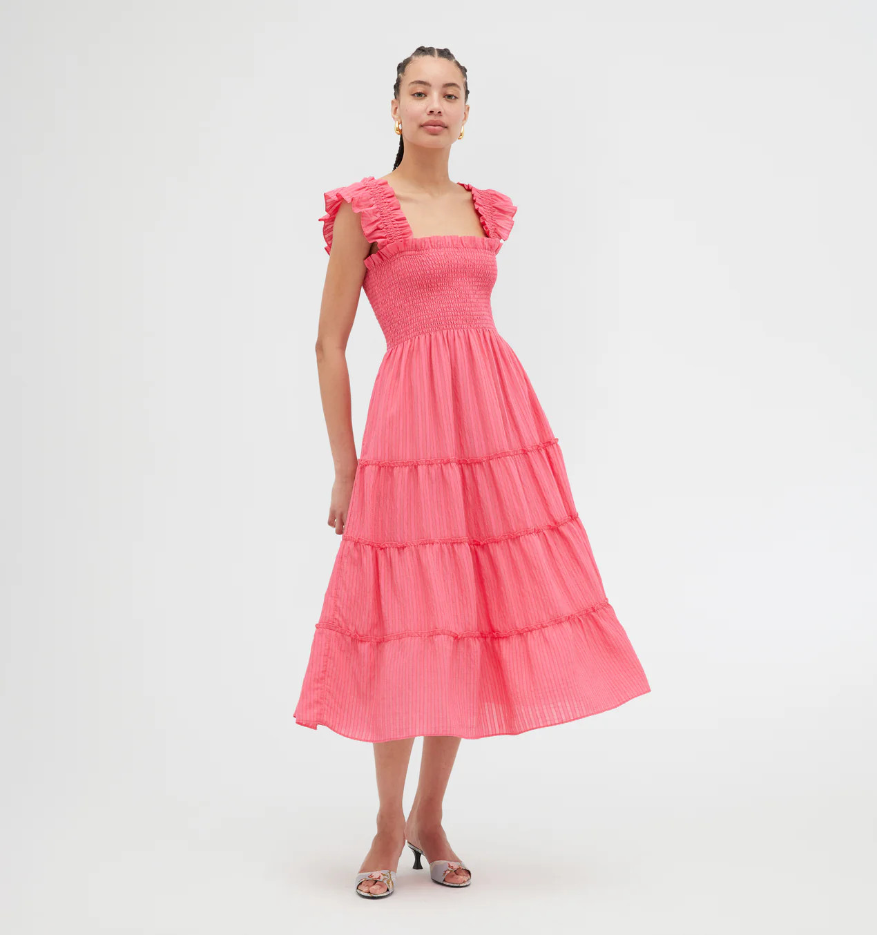 The Ellie Nap Dress - Watermelon Tonal Seersucker | Hill House Home