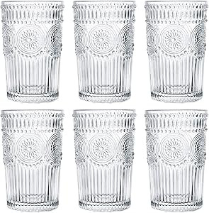Kingrol 6 Pack 12 oz Romantic Water Glasses, Premium Drinking Glasses Tumblers, Vintage Glassware... | Amazon (US)