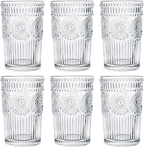 Kingrol 6 Pack 12 oz Romantic Water Glasses, Premium Drinking Glasses Tumblers, Vintage Glassware... | Amazon (US)