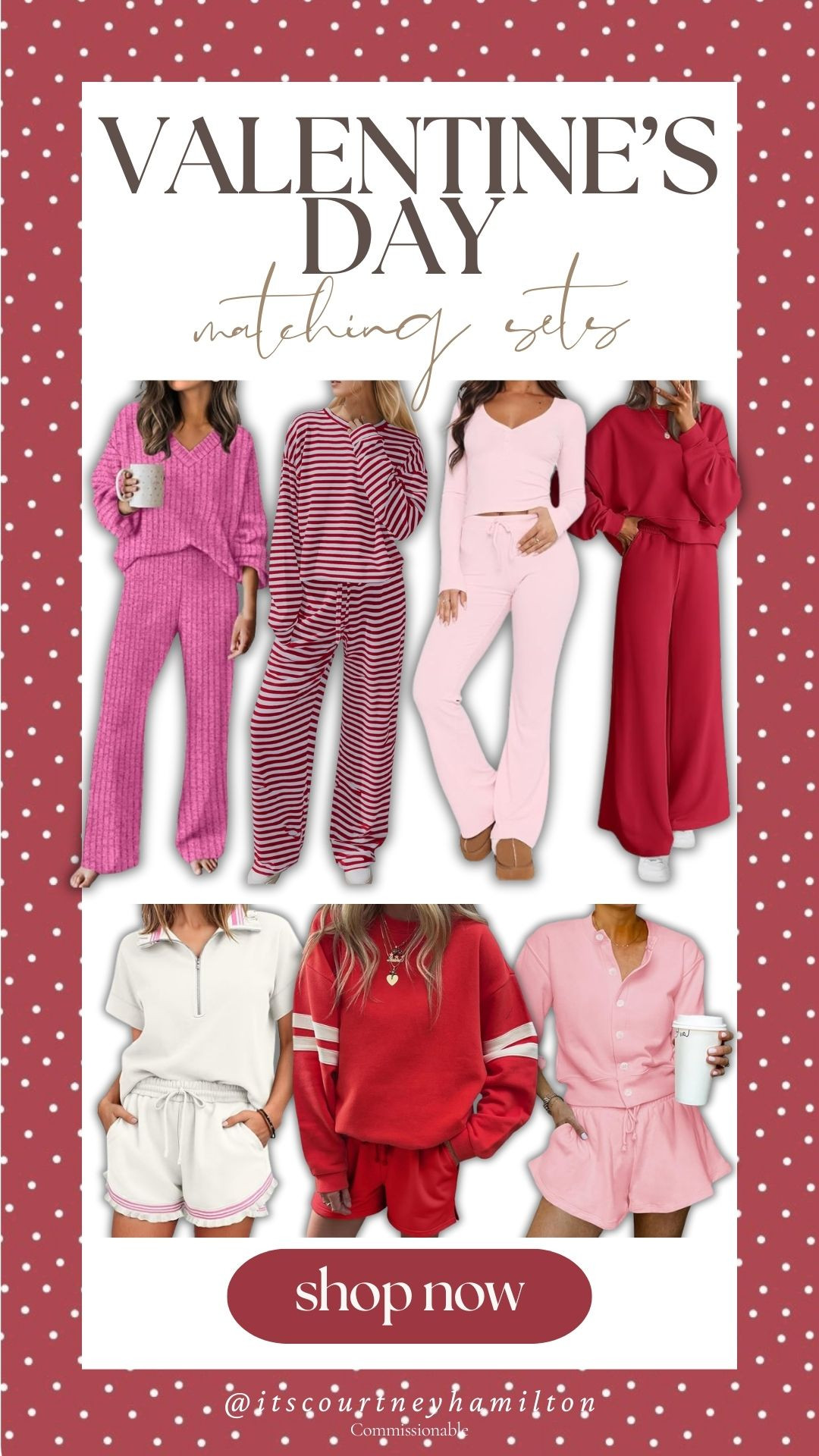 Cute matching loungewear sets for Valentine's Day! So cozy and comfy, perfect for relaxing at home!

valentine's day, matching sets, loungewear, comfy, cozy, gift idea, matching loungewear, courtney hamilton 

 #LTKSeasonal #LTKSaleAlert #LTKFindsUnder100
