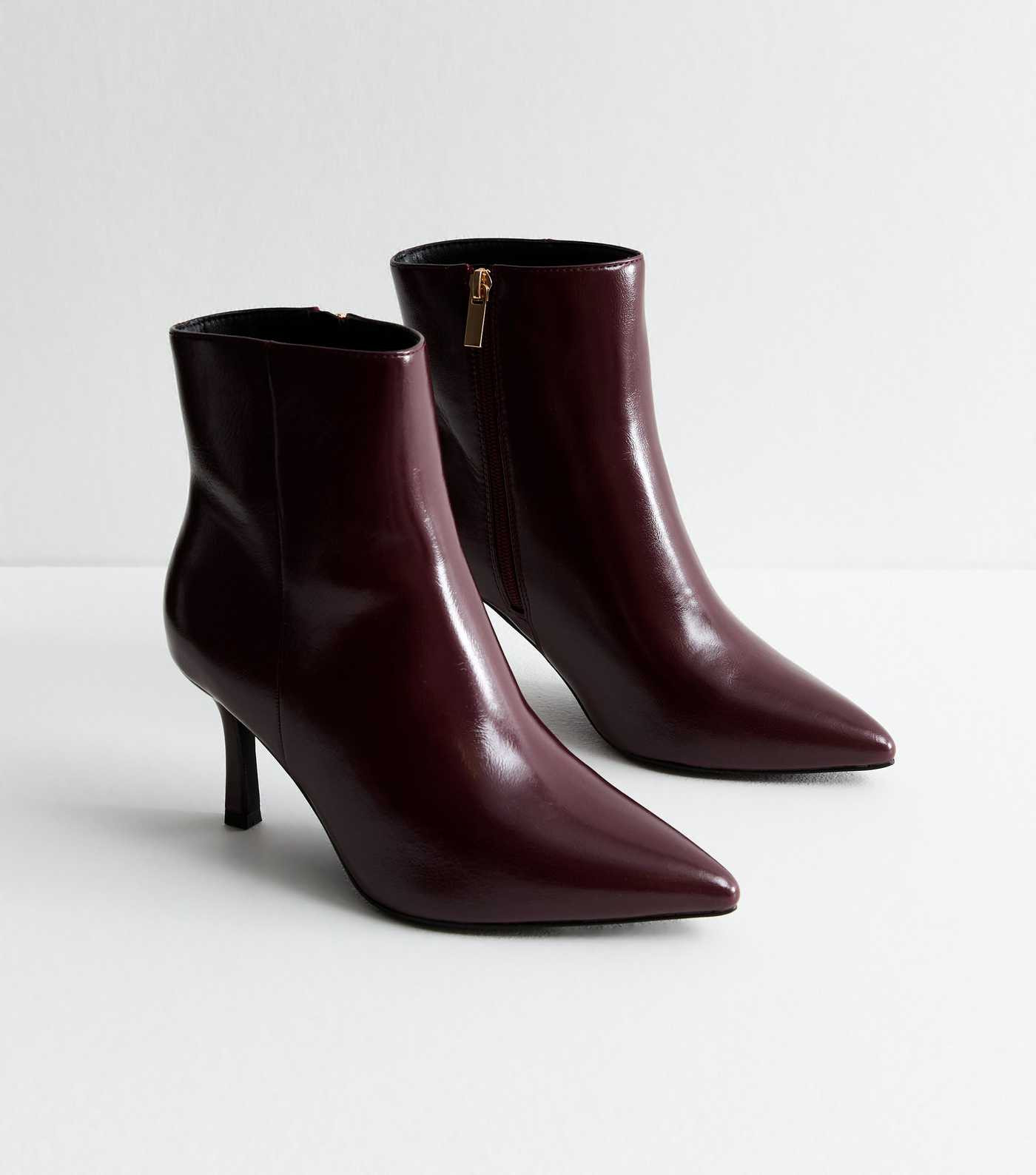 Wide Fit Burgundy Point Toe Ankle Boots | New Look | New Look (UK)