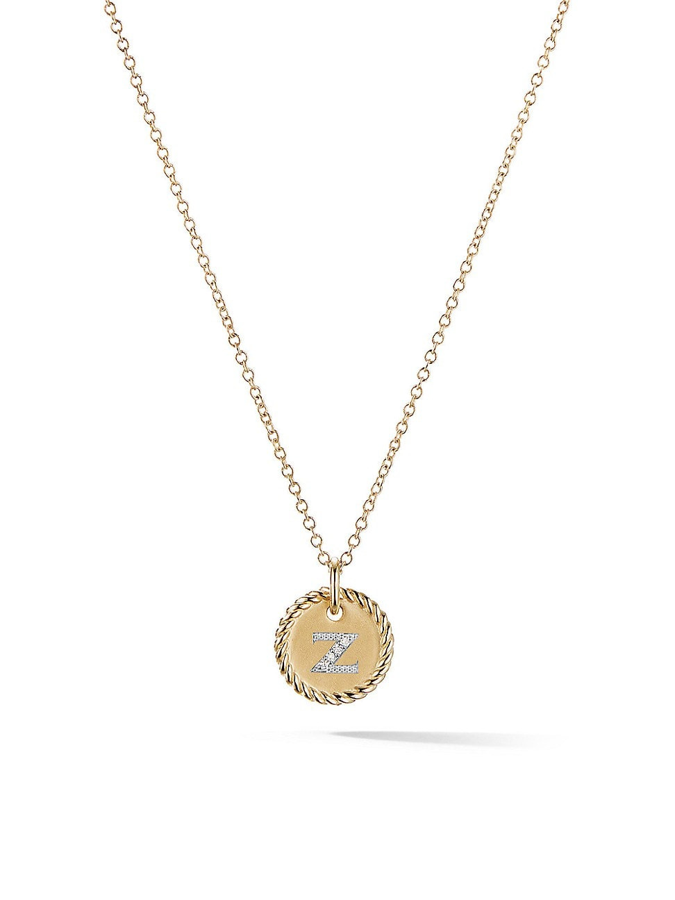 Women's Initial Charm Necklace in 18K Yellow Gold with Pavé Diamonds - Initial Z | Saks Fifth Avenue