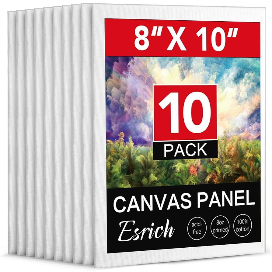 ESRICH Canvas Boards for Painting, 10 Pack Canvases for Painting 8x10 Cotton Primed Acid Free Bla... | Amazon (US)