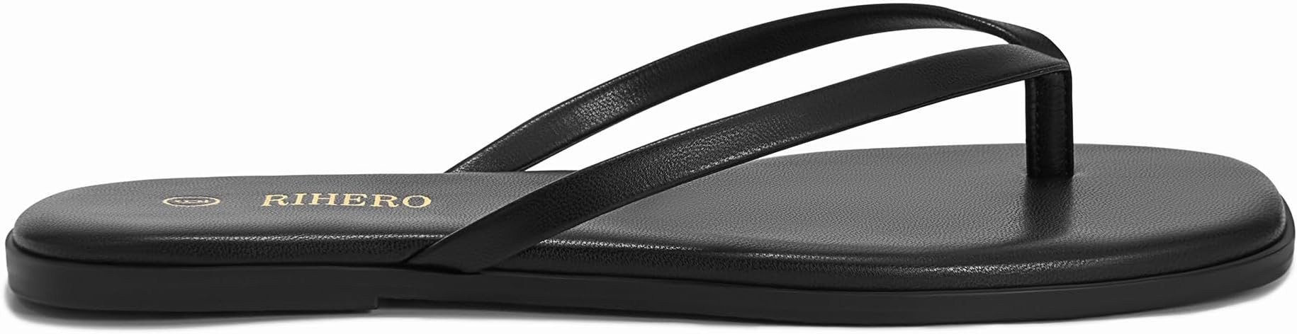 Rihero Flip Flops for Women Comfortable Square Toe Beach Sandals Slip On Leather Thong Flat Sanda... | Amazon (US)