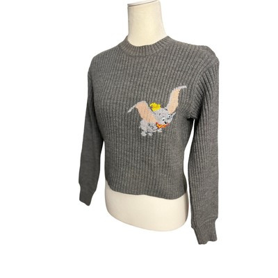 ZARA DUMBO Sweater Disney Small Ribbed Cropped Gray | eBay US