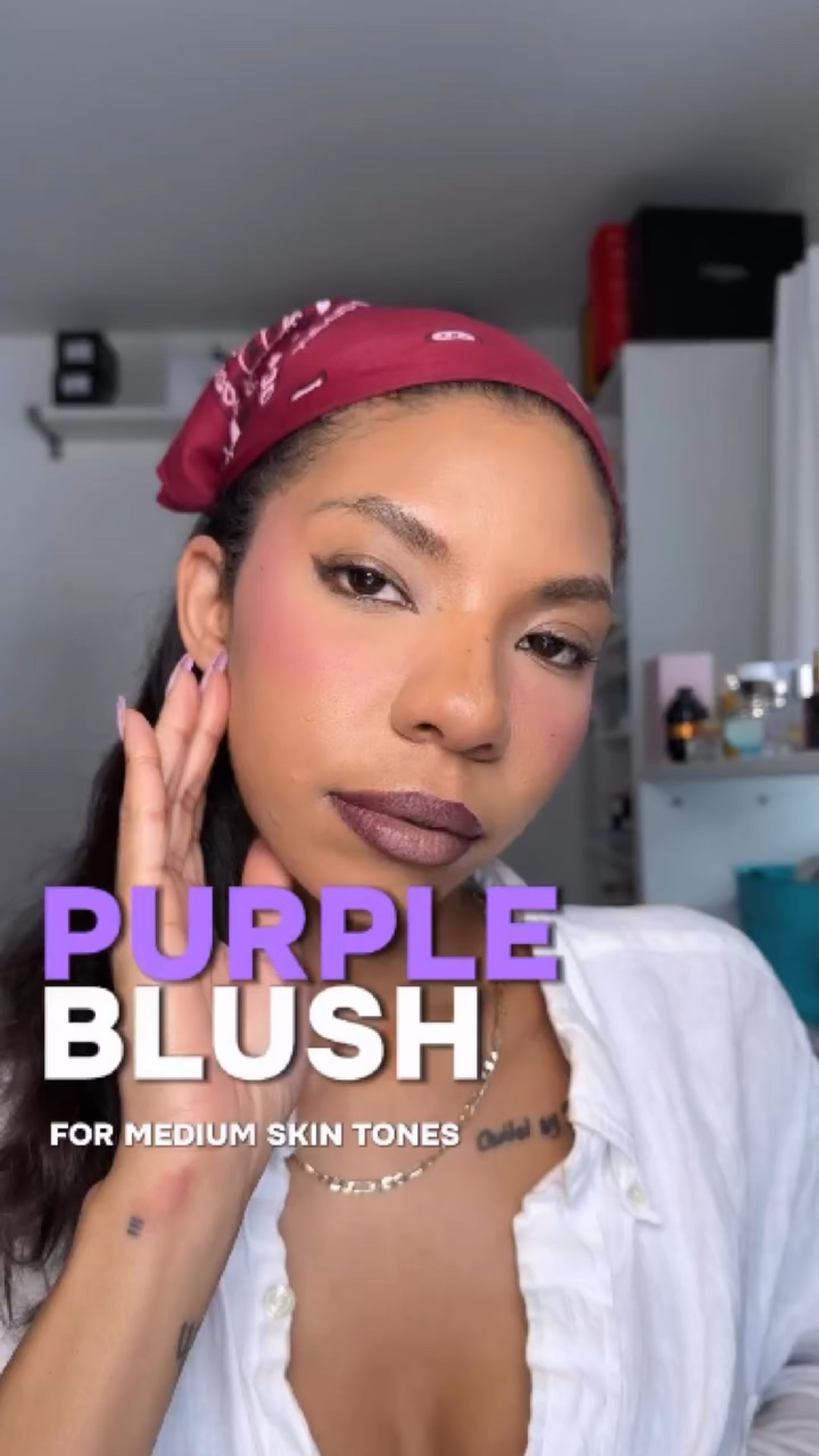 purple blush combo 
@covergirl blush balm “sweet violet”
@hudabeauty baking/setting powder “ube birthday cake” 

#blush #blushblush #purpleblush #beautycreator #makeupreel #blushcombo #summermakeuplook #beauty #grwsachi #discoverunder100k #makeuptutorial #makeup