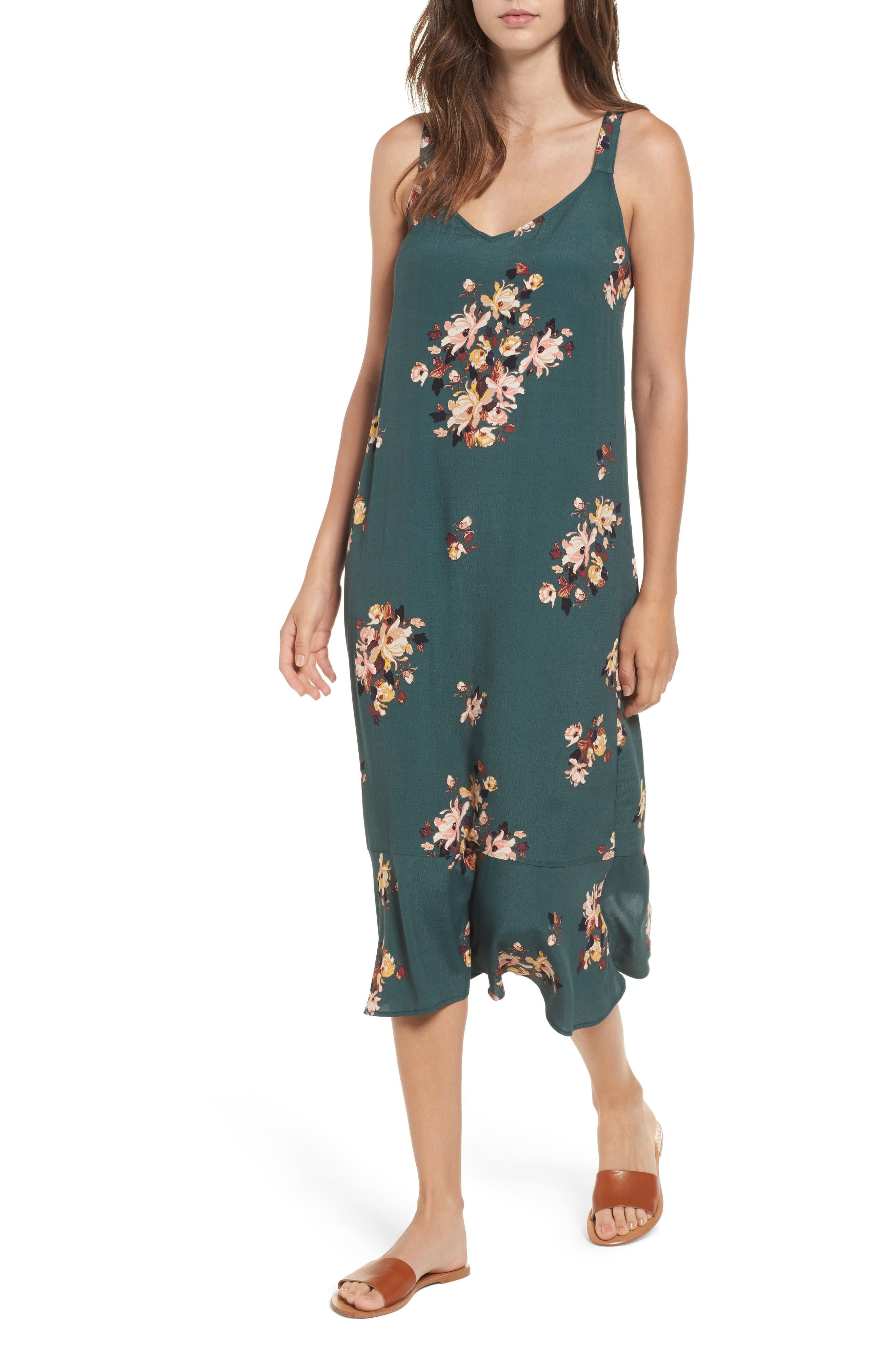 Ruffle Hem Midi Slipdress | Nordstrom