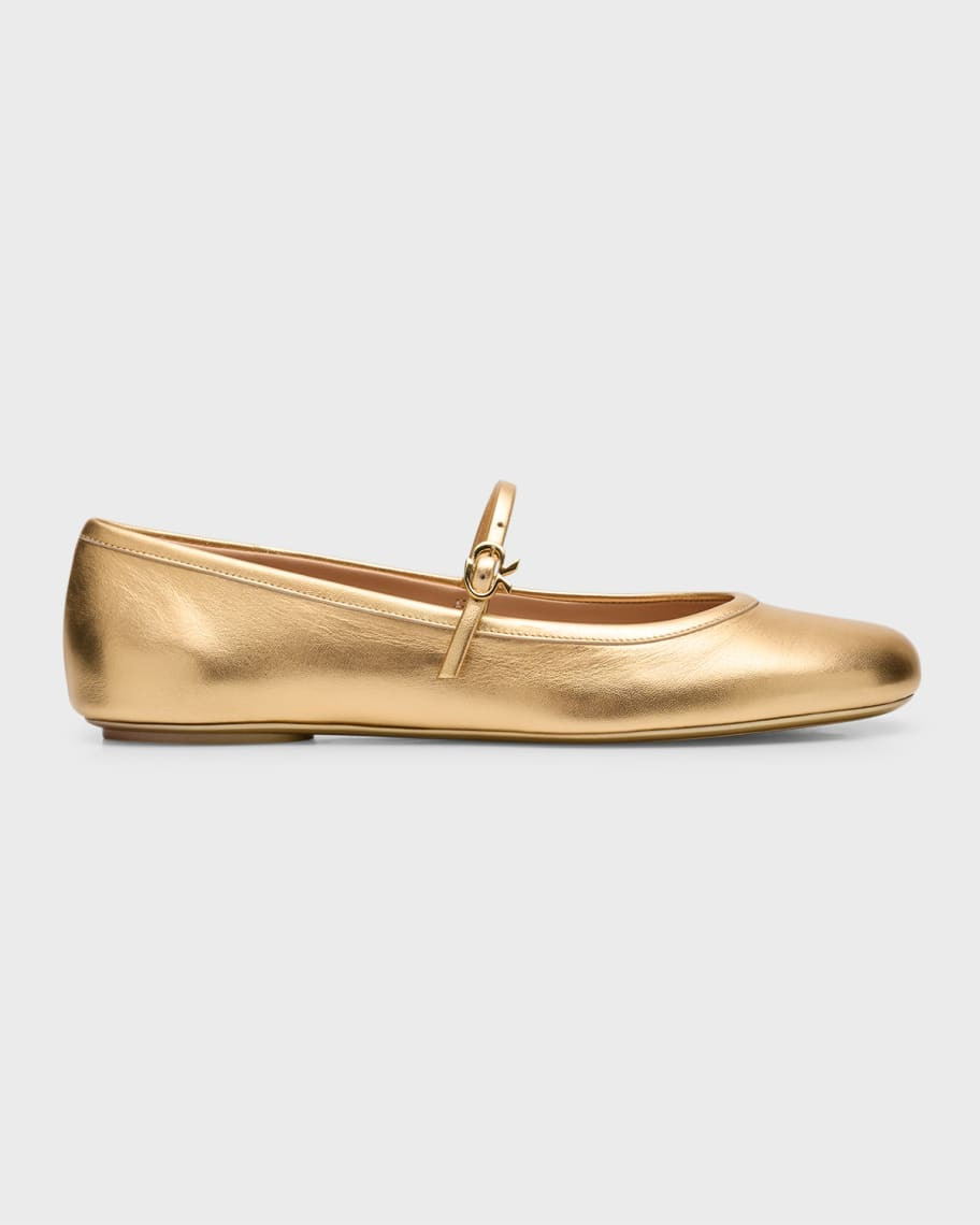 Gianvito Rossi Carla Metallic Mary Jane Ballerina Flats | Neiman Marcus