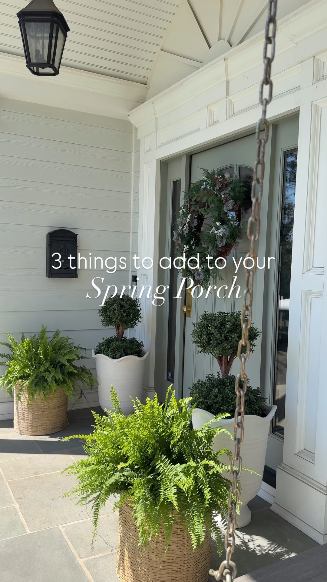 
3 things to add to your spring front porch this year:  an affordable (and durable!) doormat, a statement wreath for your front door, and a mix of planters and plants (I like to use both real and faux and mix materials and sizes to create a interesting and inviting look!) 



front porch decor ideas, outdoor planter styling, woven planter baskets, classic urn planters, topiary front porch, greenery wreath decor, layered outdoor decor, neutral exterior design, entryway curb appeal, outdoor greenery styling, welcoming front porch girlonthehudson

#LTKSaleAlert #LTKHome #LTKSeasonal