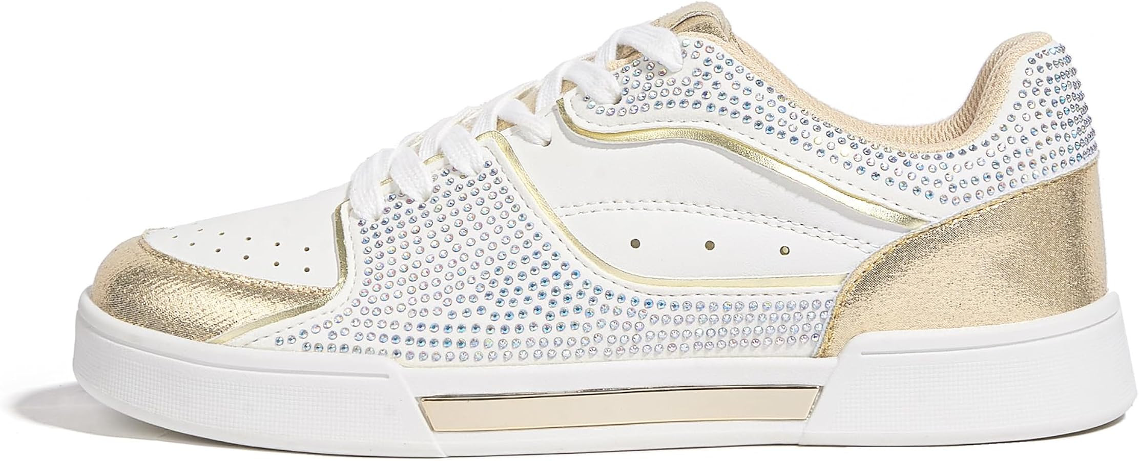 LUCKY STEP Women's Rhinestone Sneakers Sparkly Bling Glitter Wedding Tennis Shoes Fashion Casual ... | Amazon (US)