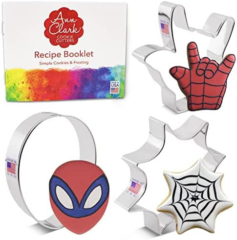 Ann Clark Cookie Cutters 3 Piece Superhero Set with Recipe Booklet, Mask, Hand Sign, Web | Amazon (US)