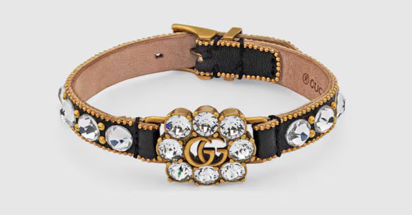 Gucci Crystal Double G leather bracelet | Gucci (US)