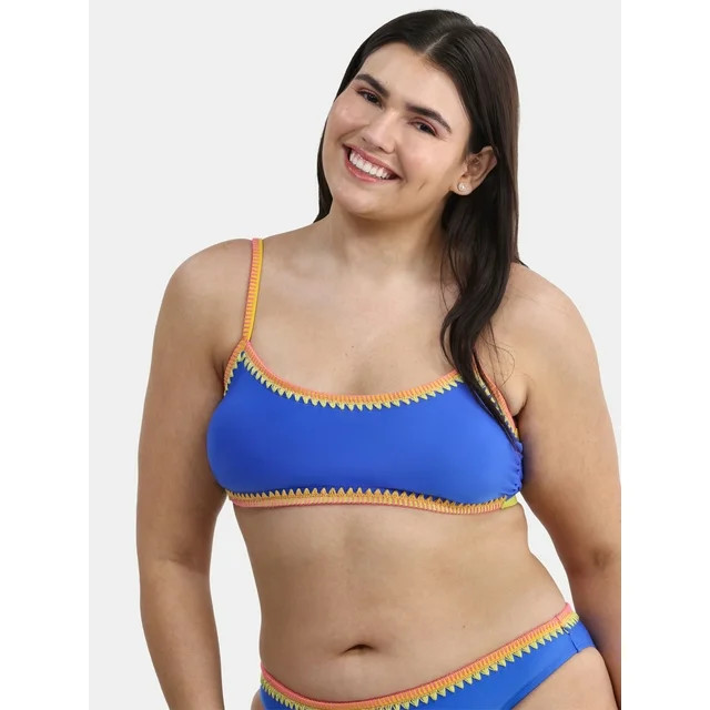 No Boundaries Women's Stitched Trim Bralette Swim Top, Sizes XXS-XXL - Walmart.com | Walmart (US)