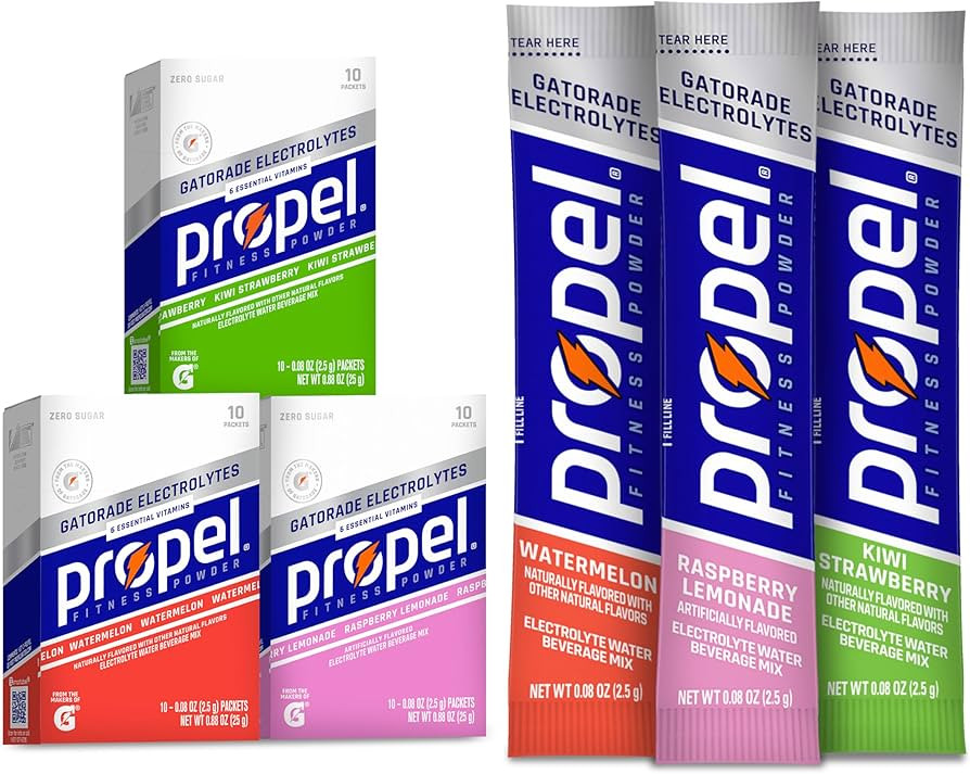 Propel Electrolyte Enhanced Water Drink Mix Powder Packets, Kiwi Strawberry Variety Pack, Zero Ca... | Amazon (US)