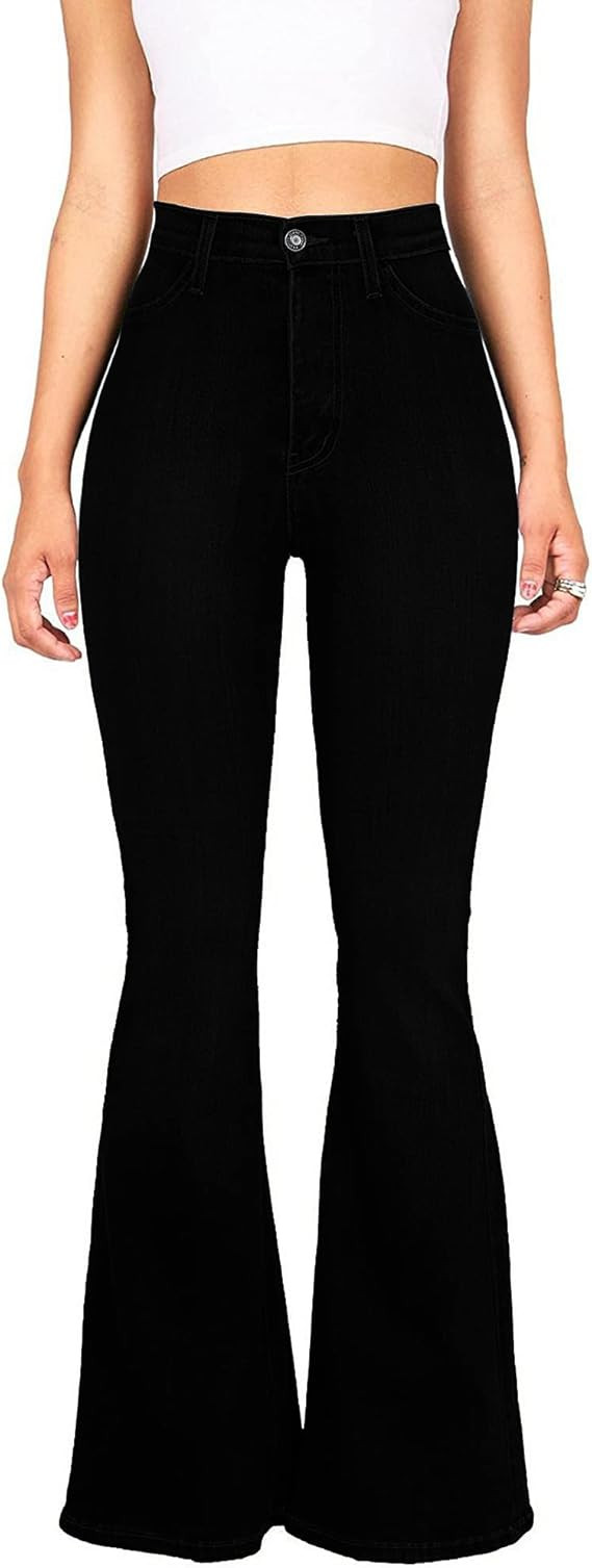 High Waisted Bell Bottom Jeans for Women Black Flare Jeans Retro Bootcut Jeans Stretch Wide Leg D... | Amazon (US)