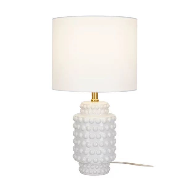 My Texas House 21" Hob-Nail Ceramic Table Lamp, Brass Accents, White Finish, LED Bulb Included | Walmart (US)