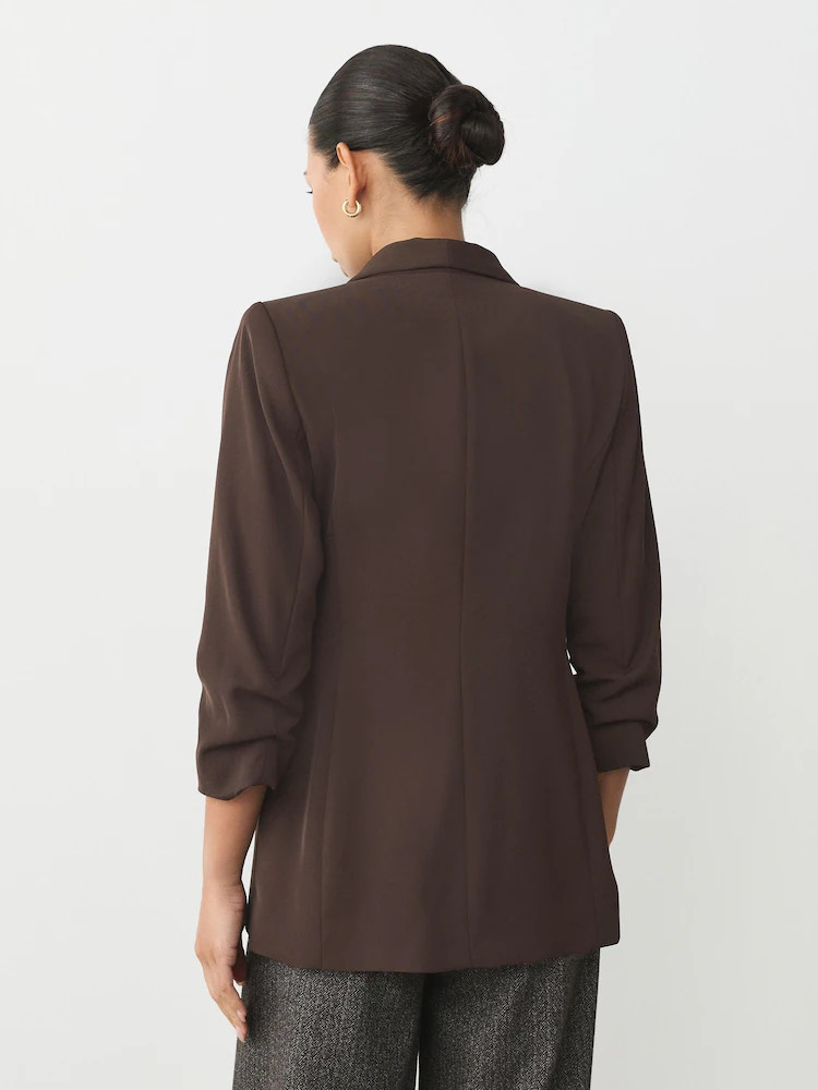 Buy Chocolate Brown Relaxed Ruched Sleeve Blazer from Next Belgium | Next EU