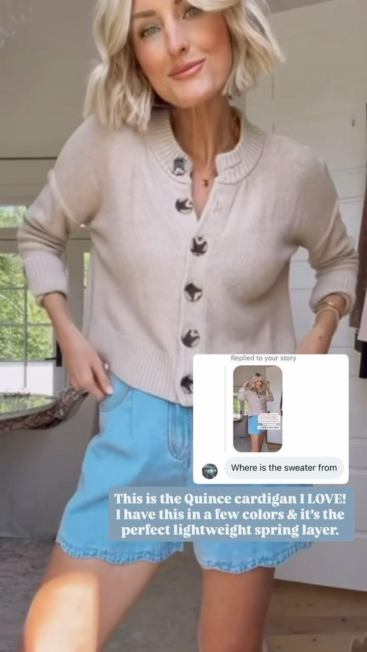 Truly my favorite cardigan 👏🏼 such a great staple for every season! Wearing XS/6.

Loverly Grey, Quince, neutral cardigan, scalloped denim shorts, scalloped jean shorts, spring fashion, spring outfit ideas 

#LTKootd #LTKSeasonal