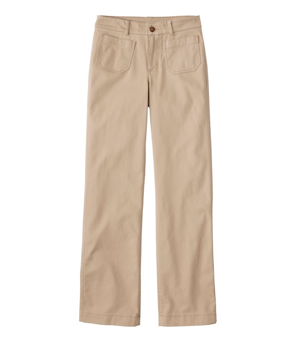 Women's Comfort Stretch Patch Pocket Pants, Mid-Rise Wide Straight-Leg Chino | L.L. Bean