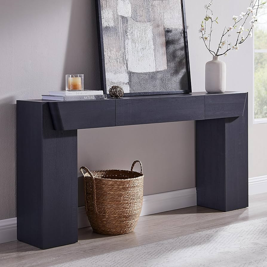 JXQTLINGMU 63" Long Wood Console Table with Storage Drawer, Modern Entryway Table, Sofa Table Beh... | Amazon (US)