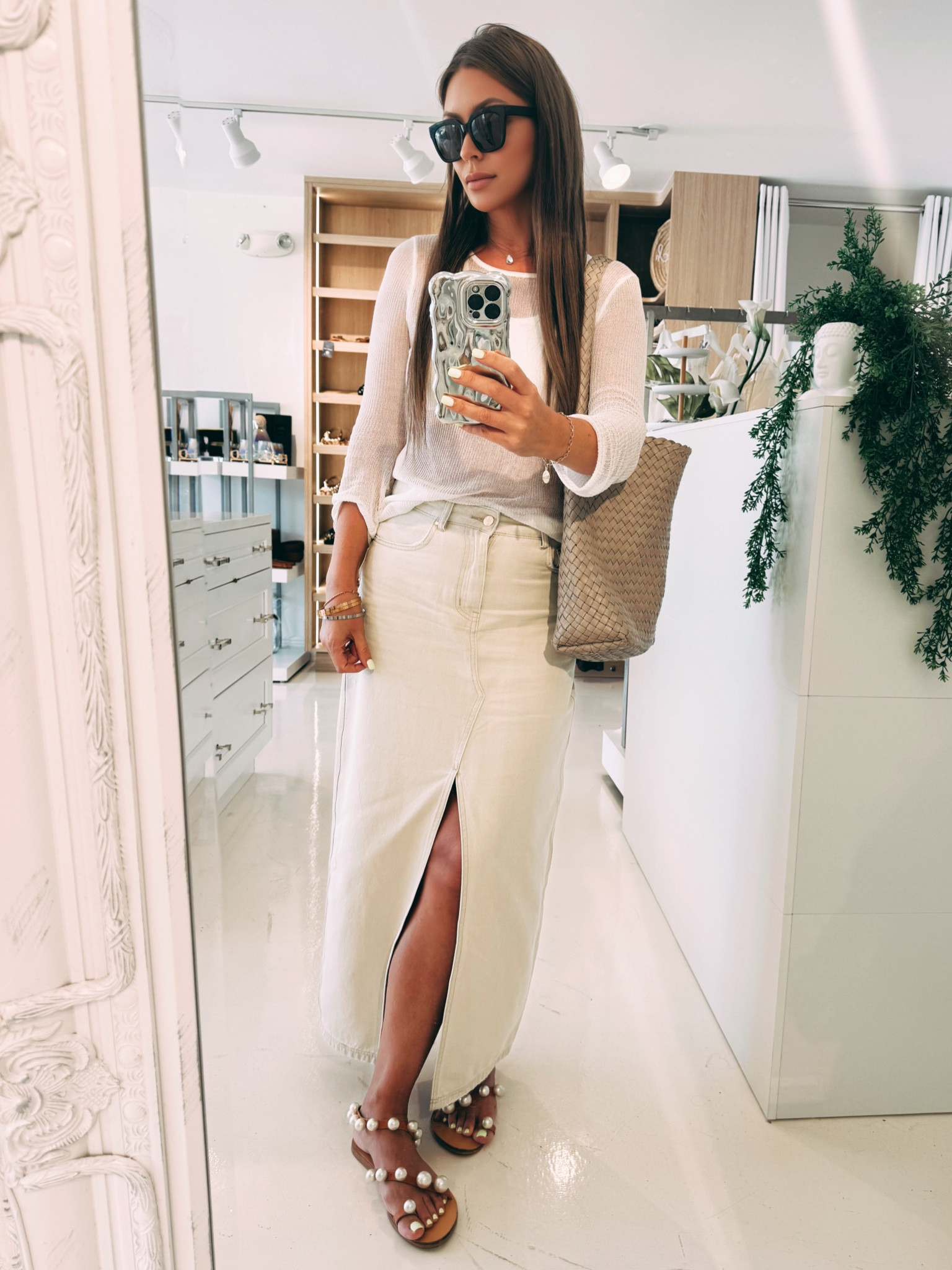 Light denim maxi skirt outfit for summer always is a good idea.

#LTKStyleTip #LTKOver40 #LTKTravel