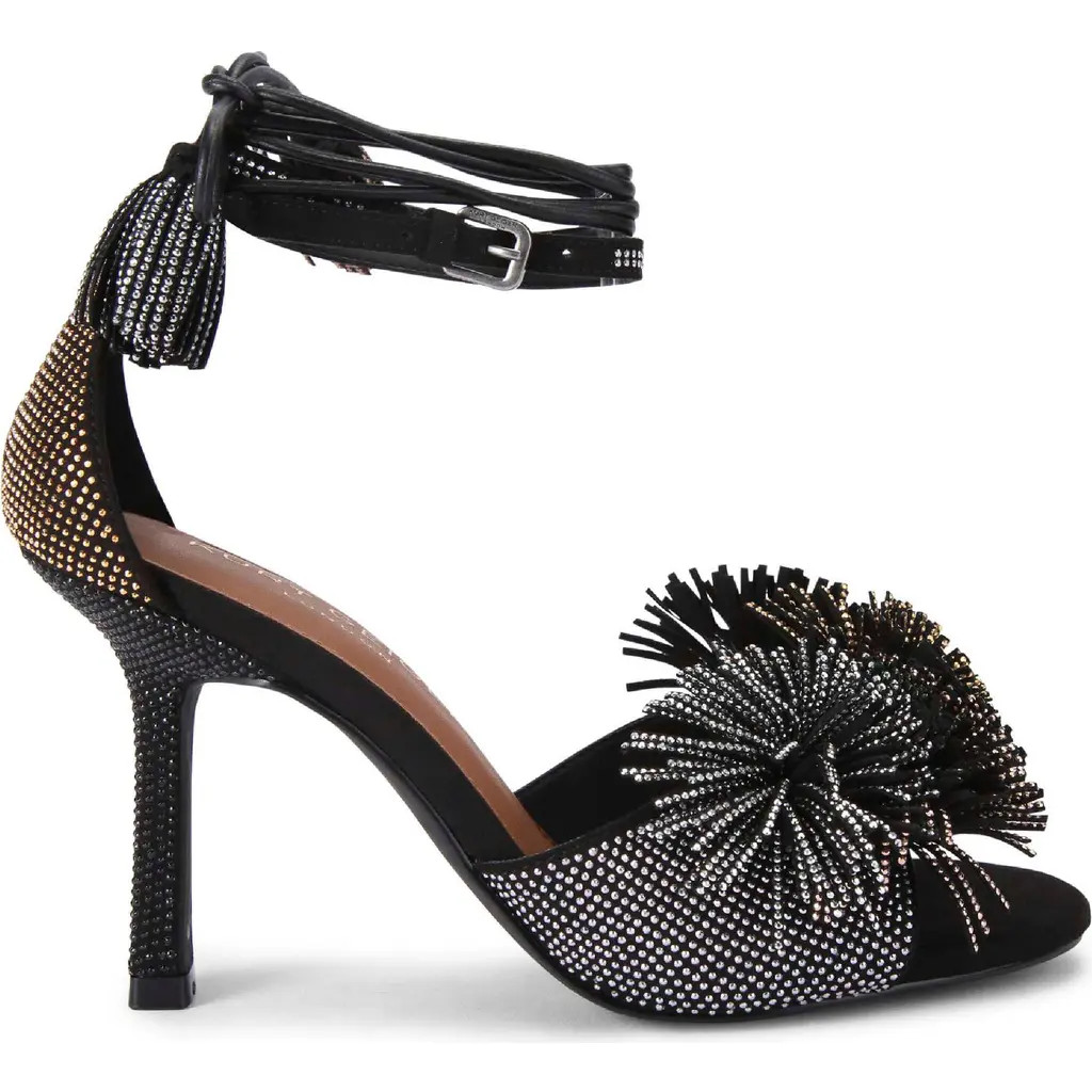 Kurt Geiger London Pompom Ankle Strap Sandal in Charcoal at Nordstrom, Size 7 | Nordstrom
