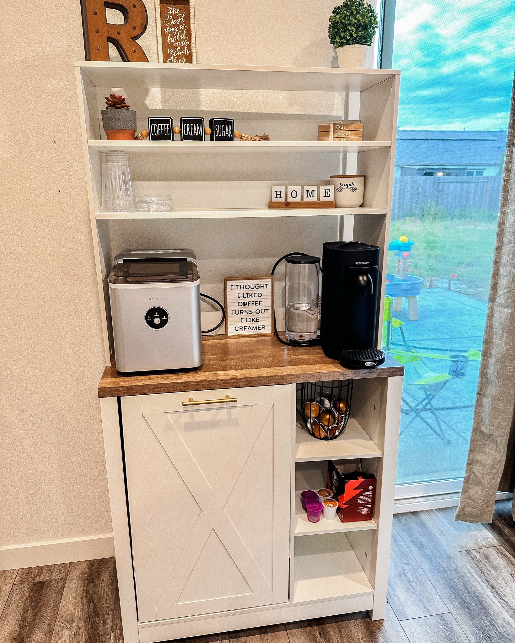 Coffee bar that doubles as a trash can! 

#LTKU #LTKsalealert #LTKhome