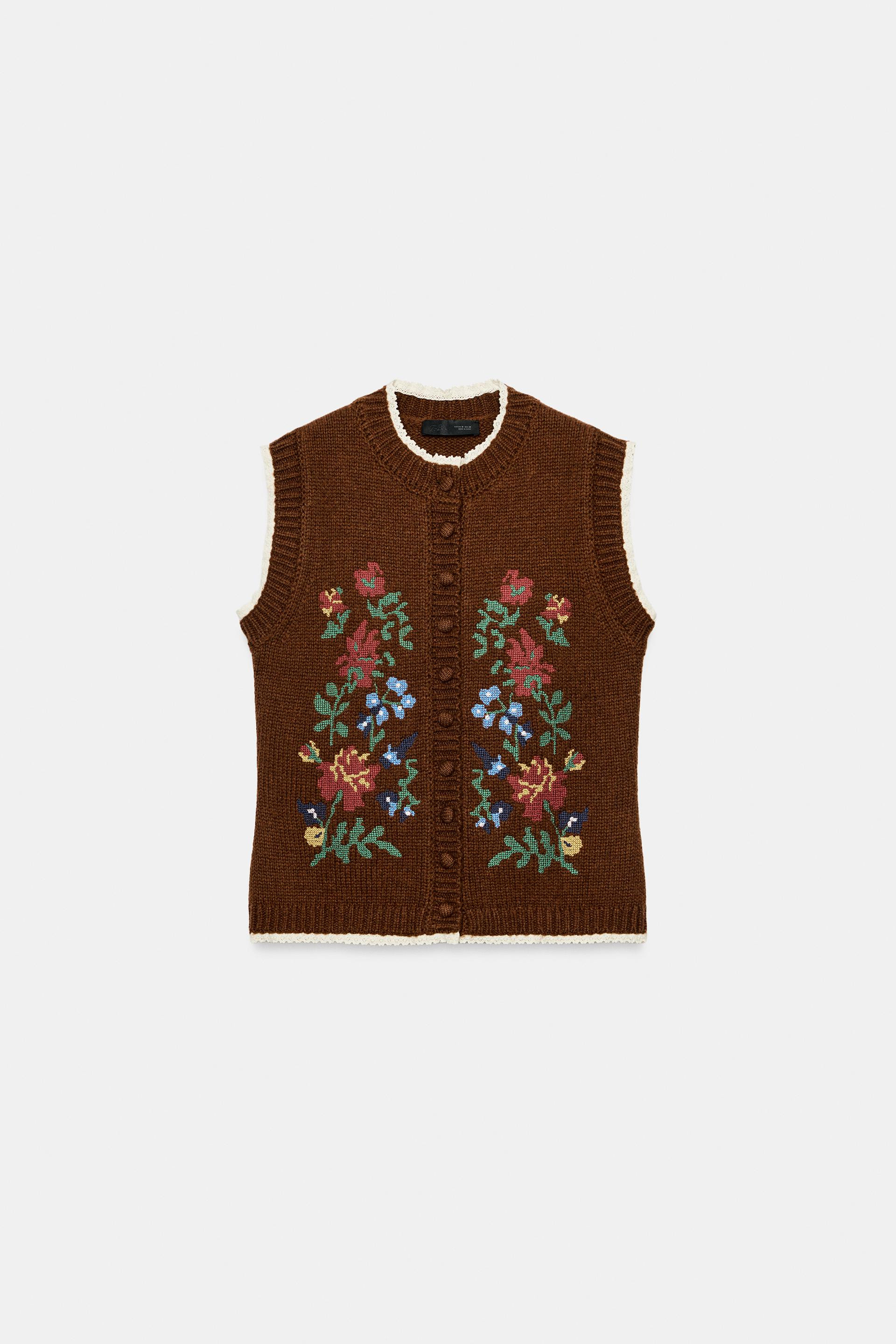 FLORAL JACQUARD KNIT VEST | Zara US