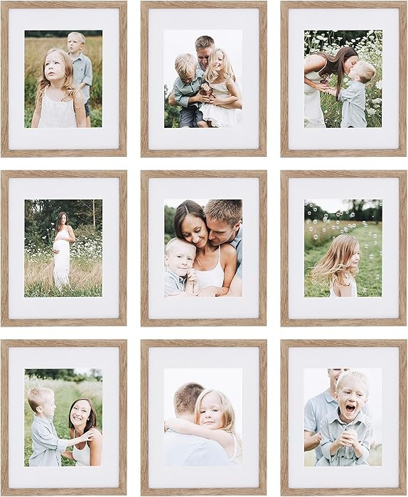 Sheffield Home 9 Piece Gallery Wall Frame Set, 11x14 Inch, Light Natural | Amazon (US)