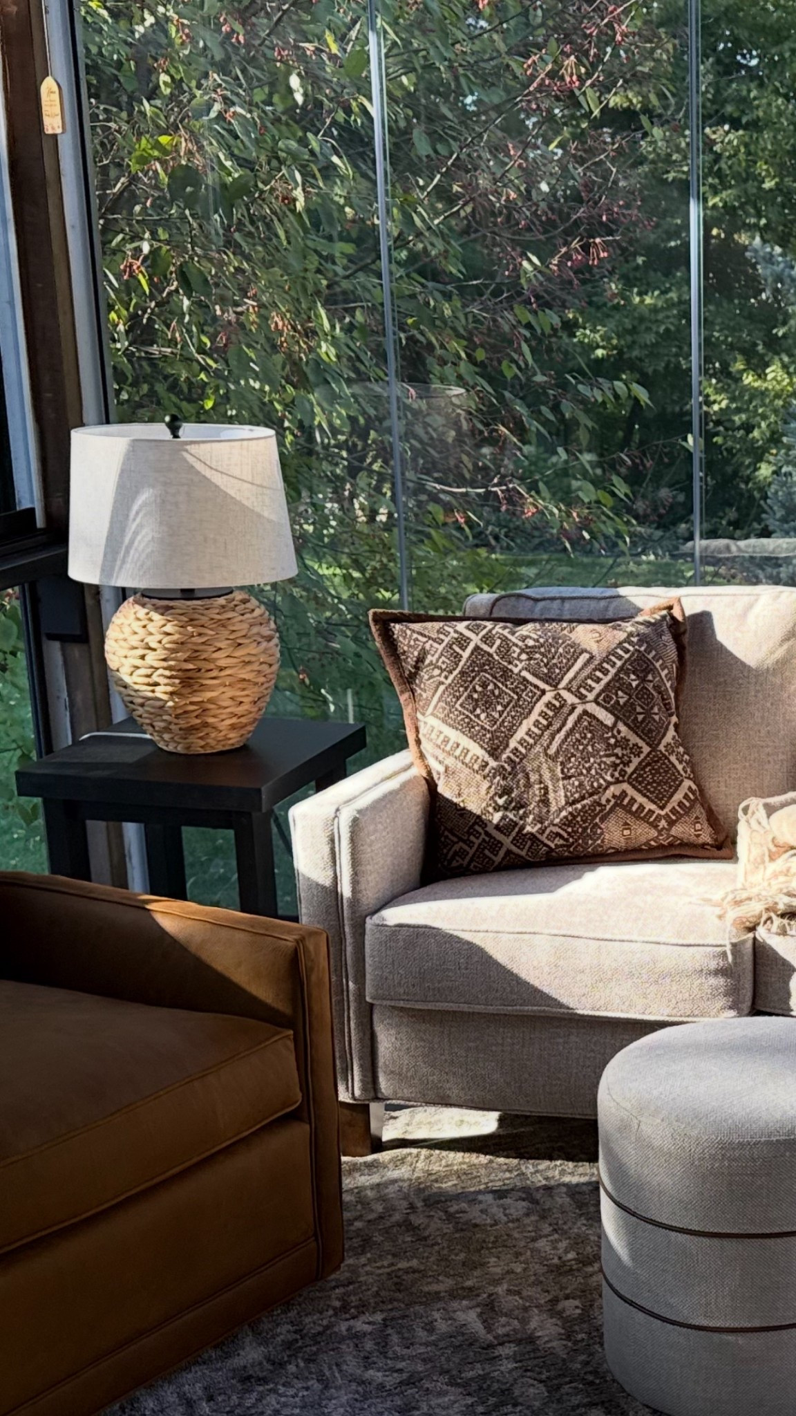 Cozy, textured perfection 🤎
This woven lamp base and patterned pillow add all the warmth and depth to this sunny corner — proof that rich texture and layered neutrals make any space instantly inviting. #ShelbyMaeInteriors #CozyCorner #TexturedDecor #LayeredNeutrals #DesignWithIntention 

#LTKStyleTip #LTKFindsUnder100 #LTKHome