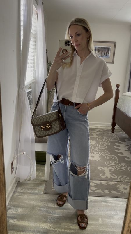 Madewell sale, cropped linen shirt, Citizens of Humanity Ayla jeans, Gucci sandals, casual outfit 

#LTKxMadewell #LTKFindsUnder100 #LTKSaleAlert