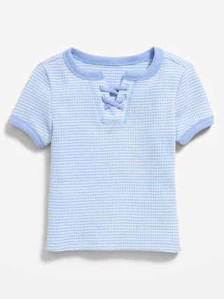 Fitted Lace-Front Waffle-Knit Top for Girls | Old Navy (CA)