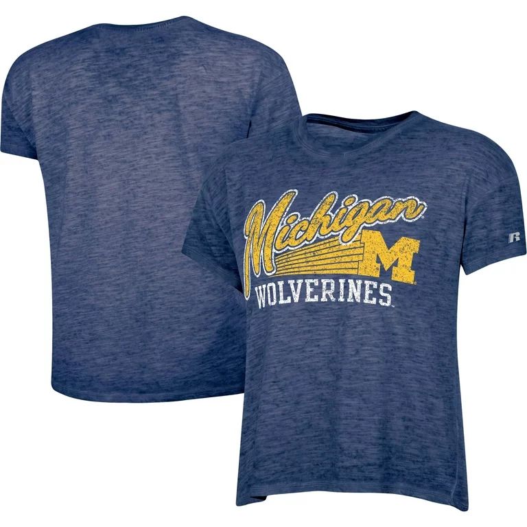 Women's Russell Athletic Heathered Navy Michigan Wolverines Boxy T-Shirt | Walmart (US)