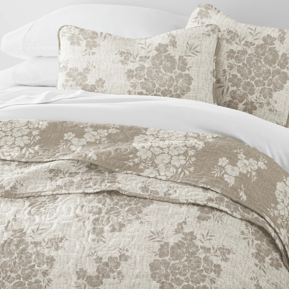 Quilt Set- Lightweight - All Season Quilted Coverlet - Distressed Bouquet | Wayfair North America