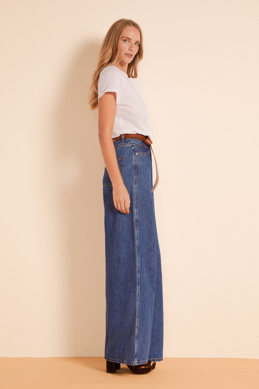 DENIM HIGH WAIST JEAN IN MID BLUE | Bohemian Traders