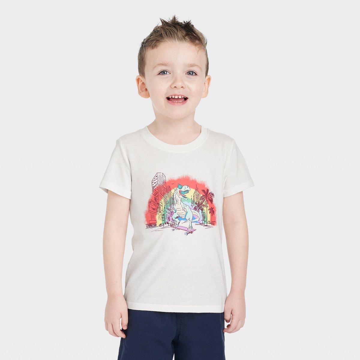 Toddler Boys' Short Sleeve Graphic T-Shirt - Cat & Jack™ Off-White | Target