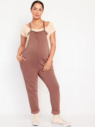 Maternity Knotted-Strap Fleece Overalls | Old Navy (US)