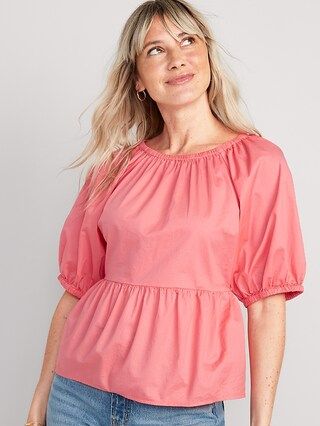 Puff-Sleeve Cutout Babydoll Swing Blouse for Women | Old Navy (US)