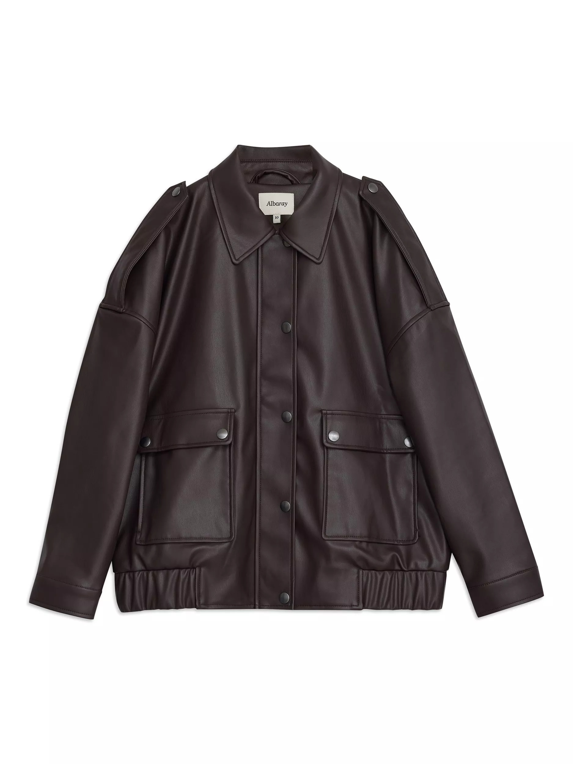 Albaray Faux Leather Bomber Jacket, Chocolate | John Lewis (UK)