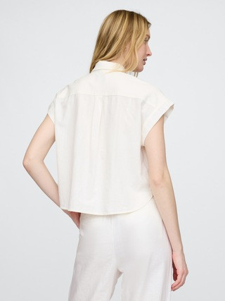 Linen-Blend Cropped Shirt | Gap (US)