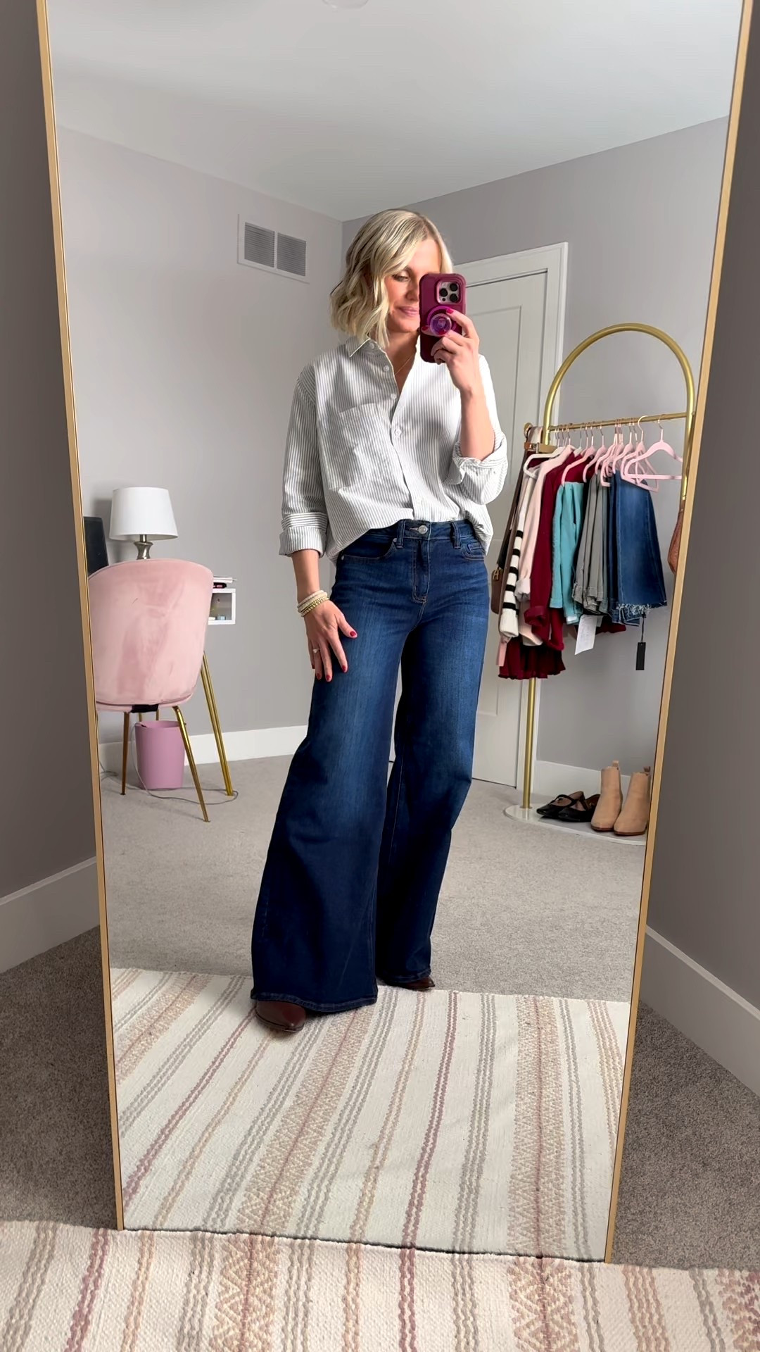A classic Oxford button down is one of my favorite wardrobe staples! I love this gray pin striped shirt from @onequince! It pairs perfectly with both the grey kick flare jeans and the palazzo jeans! 👖 #QuincePartner

Button down shirt- xsmall || grey kick flare jeans- 25/26” || palazzo jeans- 25


#LTKPetite #LTKOver40 #LTKootd