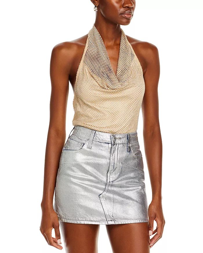 Crystal Mesh Cowl Halter Top - 100% Exclusive | Bloomingdale's (US)